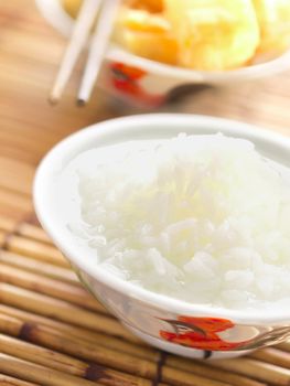 close up of rice porridge