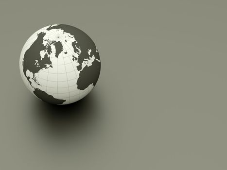 3d glossy earth on grey ground
