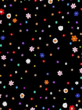 Abstract illustration of flowers on a black background