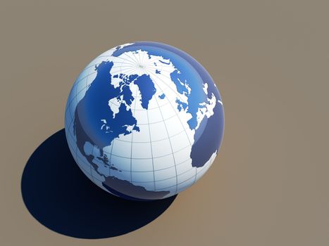 3d glossy earth on grey background