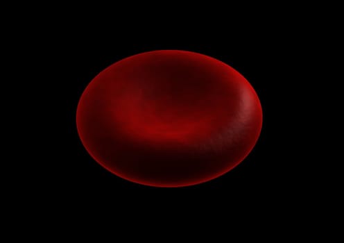 Illustrated Red oval blood cell on a black background
