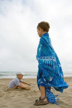 Young children on the beach