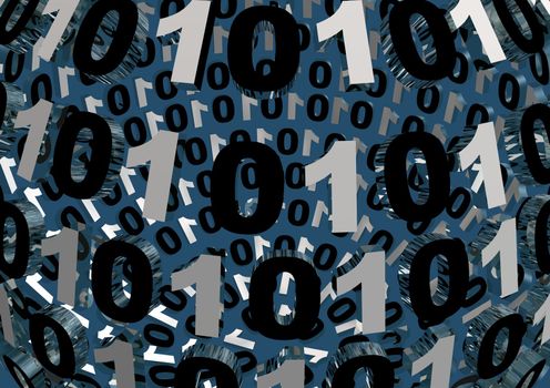 Close up black and white binary numbers on sphere