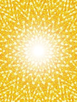 Illustrated abstract kaleidescope pattern with light emitting from center