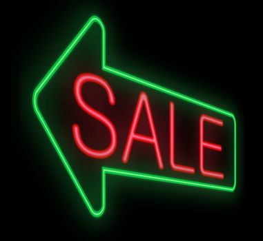 Illustration depicting a neon sign with a sale concept.