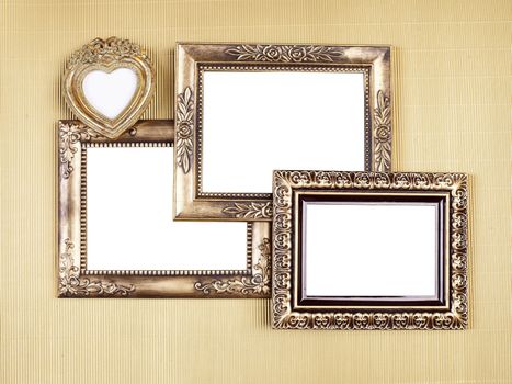 Memories in Old Picture Frames On Gold Patern, Design Element