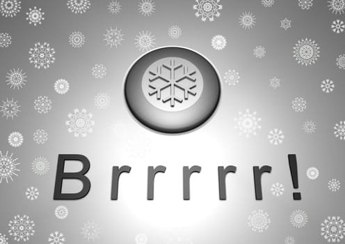 Illustrated Button marked with a snowflake with text and white snowflakes