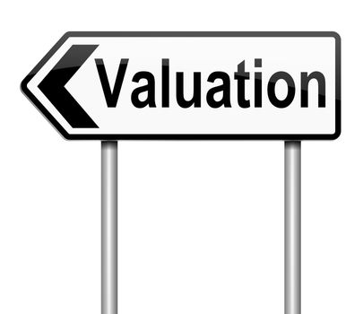 Illustration depicting a sign with a valuation concept.