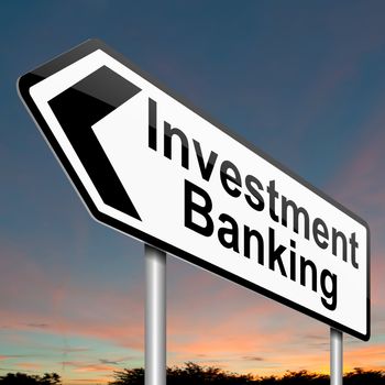 Illustration depicting a sign with an investment banking concept.