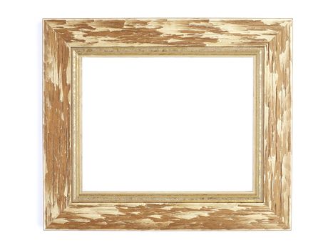 Old Picture Frame Isolated On White Background, Design Element