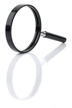 Magnifying glass with reflect on white background.