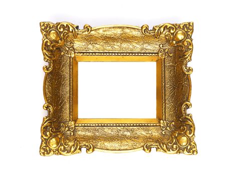 Old Picture Frame Isolated On White Background, Design Element