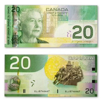 Canadian money $40 in $20 bills.