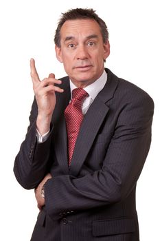 Attractive Puzzled Middle Age Business Man in Suit Isolated