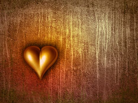 Valentine heart on grunge background - 3d illustration