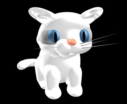 3d illustration of a white cat