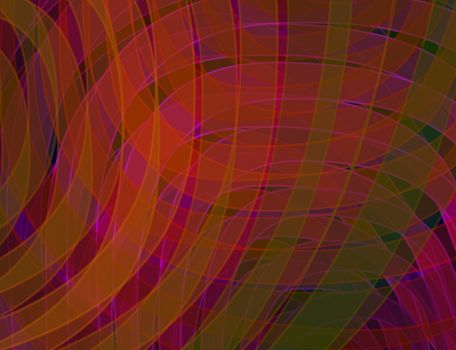 Illustrated abstract red curved layers