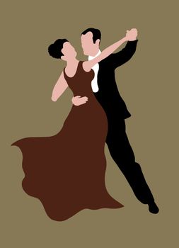 Illustrated couple dancing
