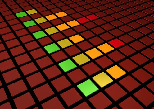 Colourful perspective view of a Graphic Equalizer display