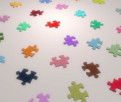 Illustration of jigsaw pieces of different colours