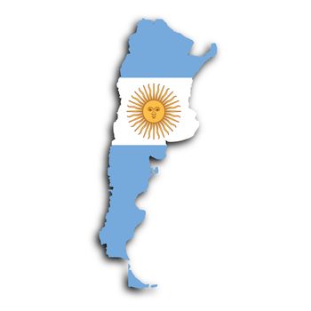 Map of Argentina filled with the national flag