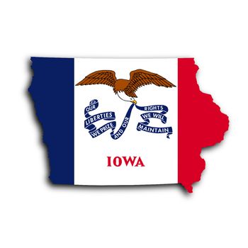 Map of Iowa, filled with the state flag