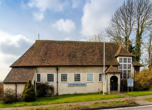 St.Christophers church in the hamlet of Boughton Aluph was originally built as a medieval hall house, it has also been used as a barn and a village school until it was adopted as a chapel of ease for use during the winter months as the regular church does not have heating