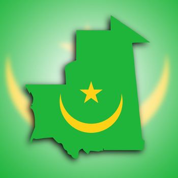 Map of Mauritania filled with the national flag