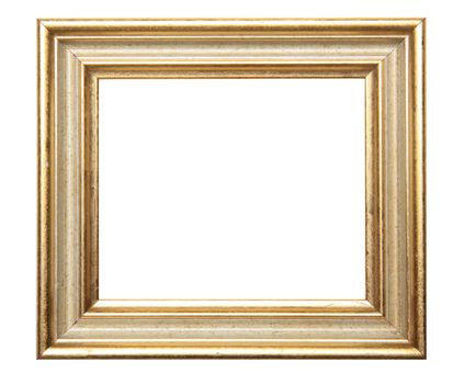 Old Gold Picture Frame Isolated On White Background, Design Element