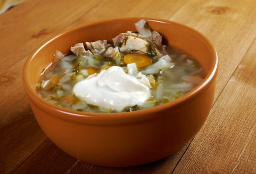  Russian national cabbage soup - Green sorrel   stchi with sour cream
