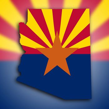 Map of Arizona, filled with the state flag