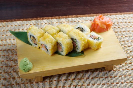 set of japanese sushi. traditional japanese food