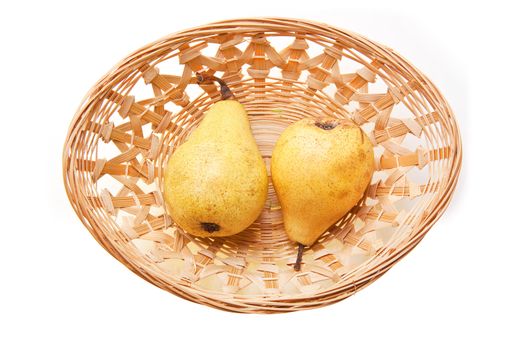 Two Pear In Basket on white background