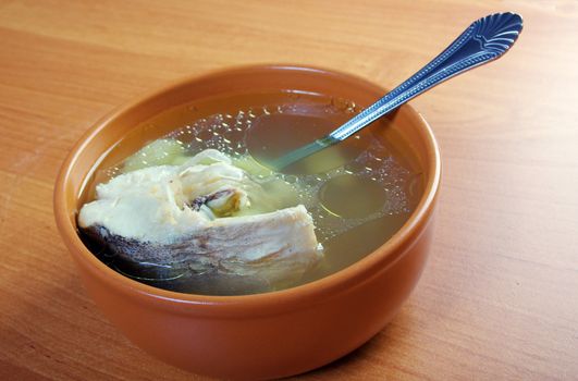 Ukha. Russian home  traditional fish soup.