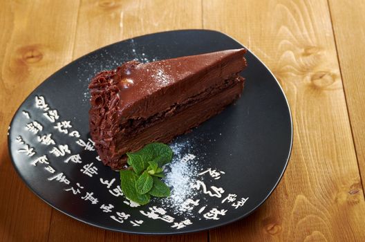 cheesecake with chocolate .closeup