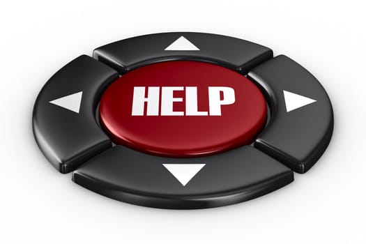 button help on white background. Isolated 3D image