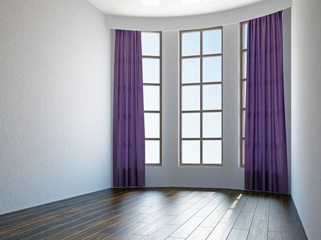 Empty room with curtains and a windows