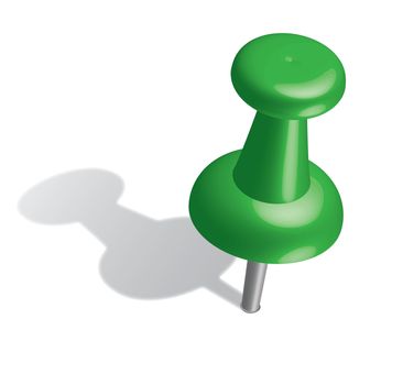 3d green push pin. Vector