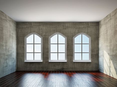 Empty room with old wall and a windows