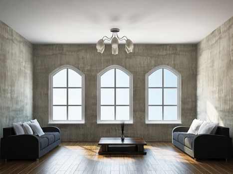 Livingroom with furniture  near the window