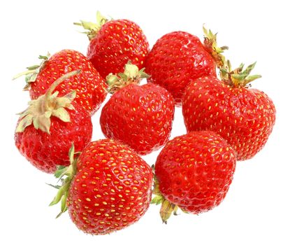 Ripe strawberry on a white background.