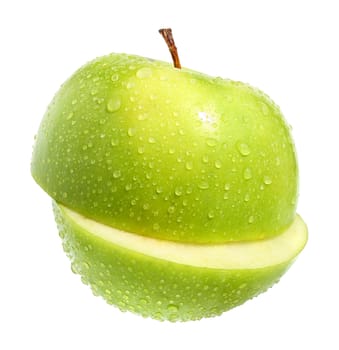 Ripe apple on a white background.