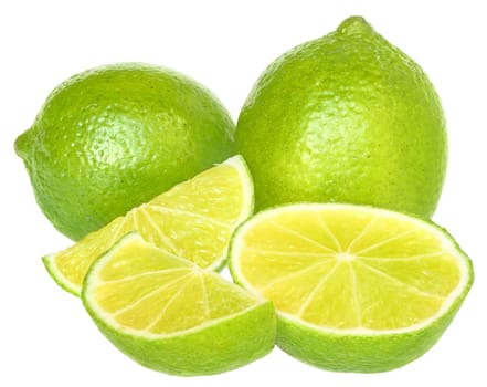 Fresh lime on a white background.