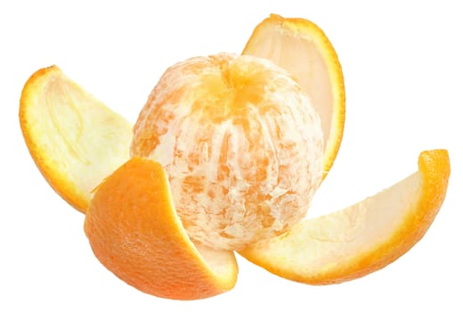 Ripe orange on a white background