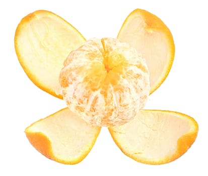 Ripe orange on a white background
