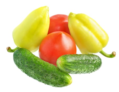 Vegetables on a white background.