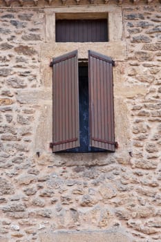 Window in Viviers, the Department de l' Ardèche 