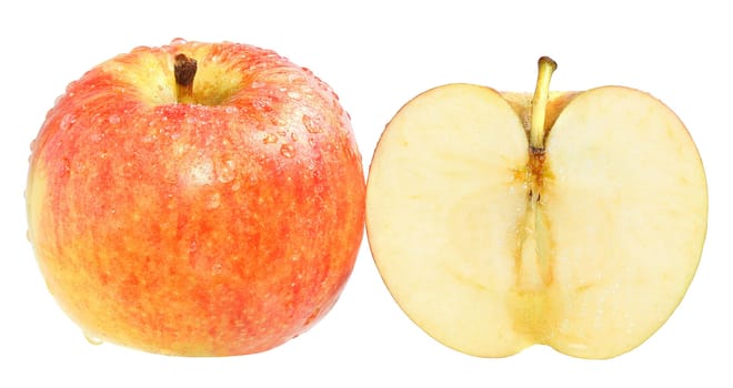 Ripe apple on a white background.
