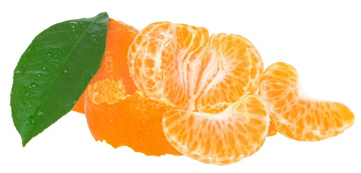 Ripe tangerines on a white background