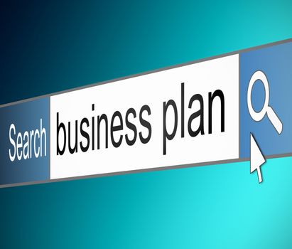 Illustration depicting a screen shot of an internet search bar containing a business plan concept.